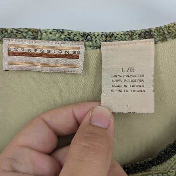 VTG Y2K Green Dress FairyCore Boho Ethereal Paisley Whimsical Witchy Bell Sleeve - Picture 3 of 3